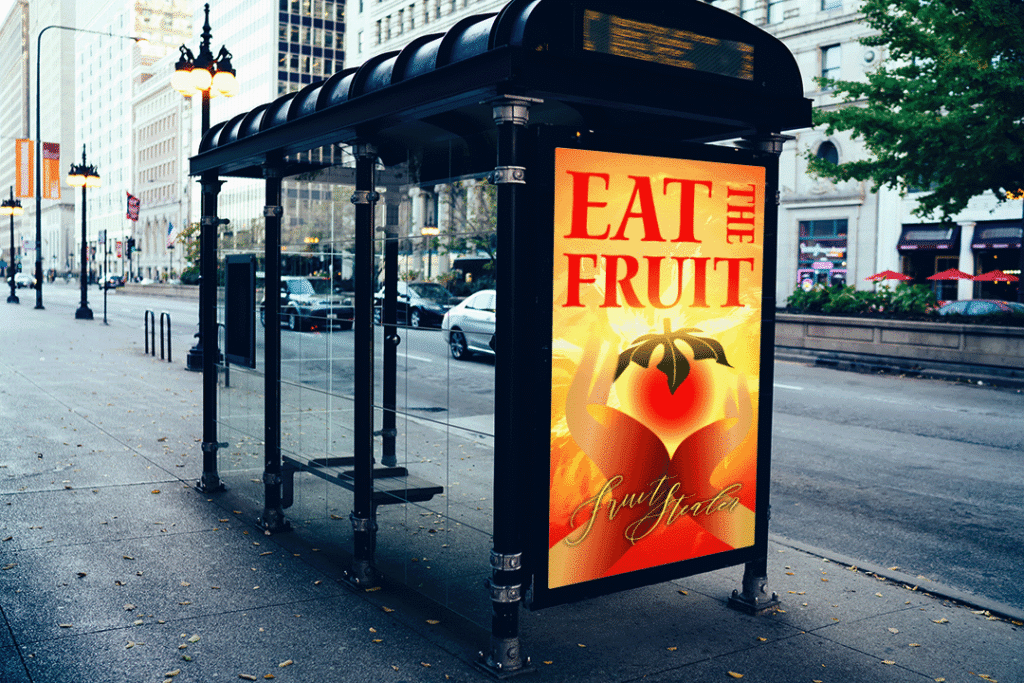 Fruit Stealer Bus Stop Mockup
