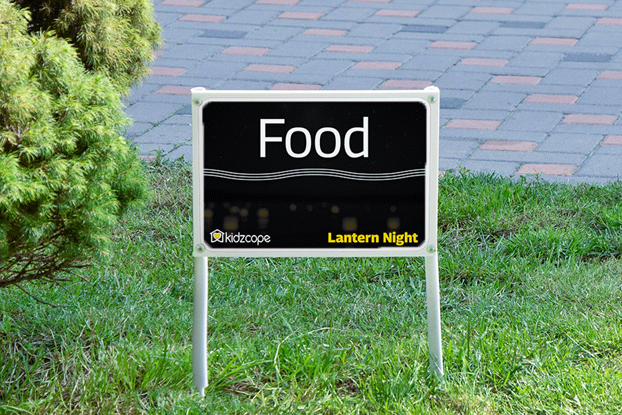 Kidzcope Water Lantern Night food yard sign. 