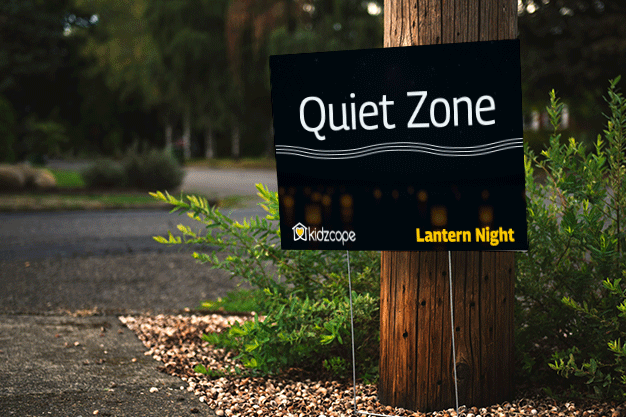 Kidzcope Water Lantern Night quiet zone yard sign. 