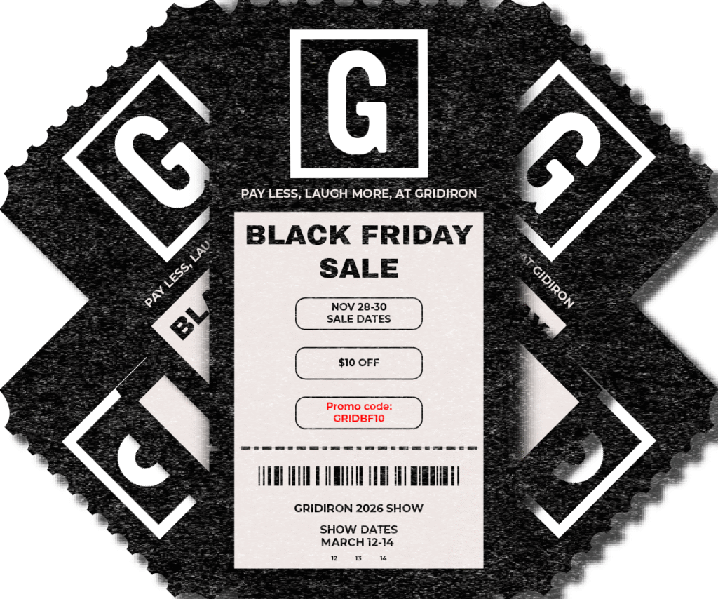 Stacked tickets Gridiron ad