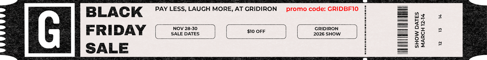 Gridiron Black Friday web banner med